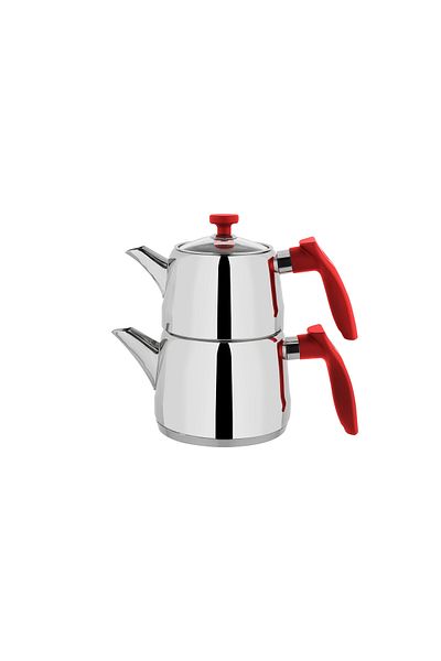 Schafer Rot Family Size Steel Teapot Set 3 Pieces-Red