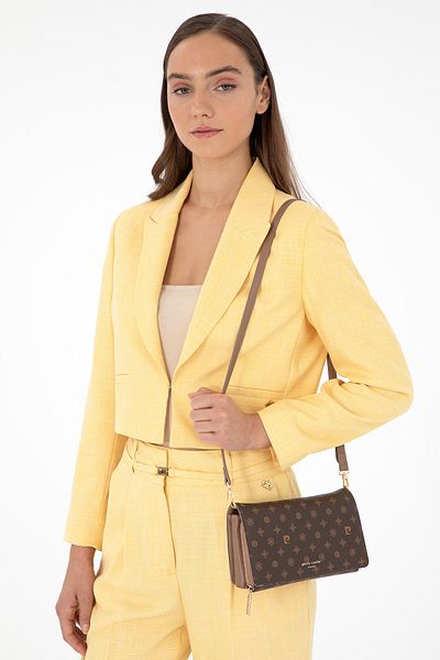 Pierre Cardin حقيبة كتف نسائية باللون البني مونوغرام 05PC24K1707