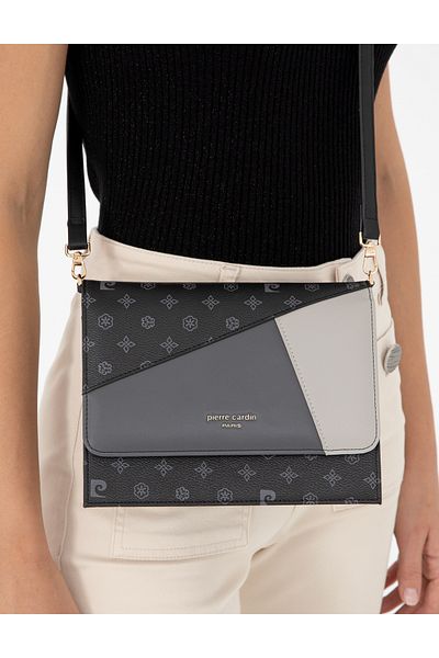 Pierre Cardin Geantă de umăr încrucișată pentru femei Monogram neagră 05PC24K3307