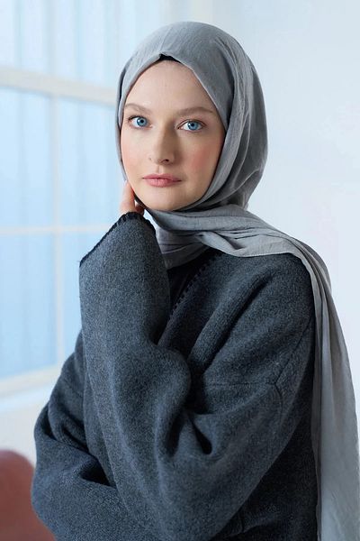 Modakaşmir Χρώμα καπνού σάλι Neo Cotton