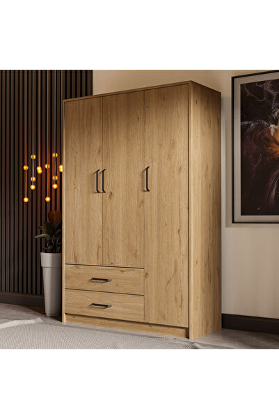 Mezza 3506 Grande Modern 3 Kapılı 2 Çekmeceli Gardırop Sepet Rengi