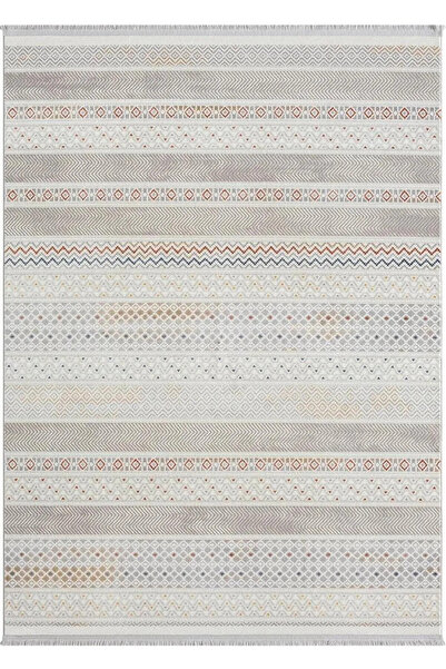 Karmen Halı Lotus 8571 Gri Halı Renkli Kilim Desenli Modern İnce Akrilik Tozu...