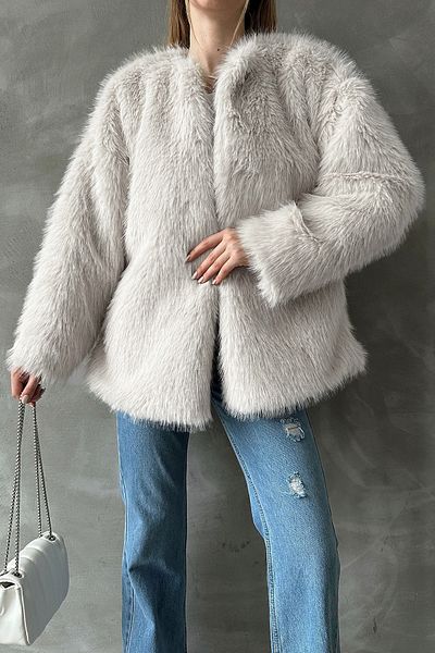 Edit by Trendyol Kožich Ecru Regular Fit - Tedaw25Mo00006