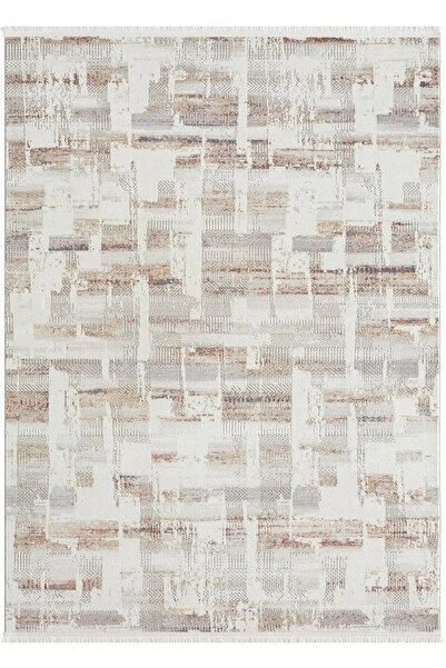 Karmen Halı Lotus 8576 Gri Halı Renkli Detay Modern Desenli İnce Akrilik Tozu...