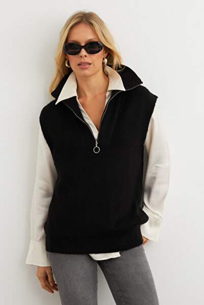 Cool & Modest Pulover de damă cu gât negru - MAYD23