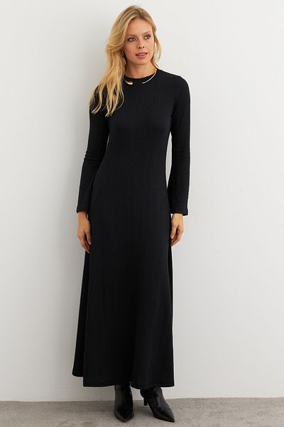 Cool & Modest Μαύρο Basic Maxi Γυναικείο Φόρεμα - MTF30