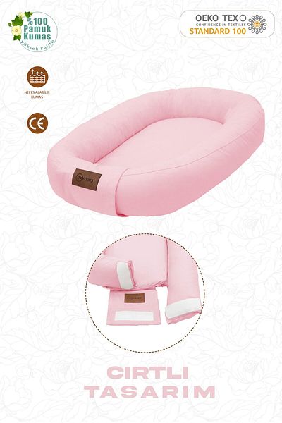 mordesign 0-3 Months Babynest Orthopedic Baby Bed, Mother's Side Baby Bed, Ergonomic Design, Small Deluxe Series