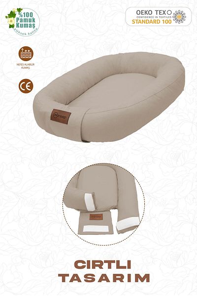 mordesign 0-3 Months Babynest Orthopedic Baby Bed, Mother's Side Baby Bed, Ergonomic Design, Small Deluxe Series