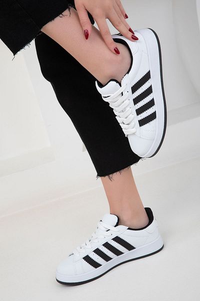SOHO Weiß-Schwarzer Damen-Sneaker 20166