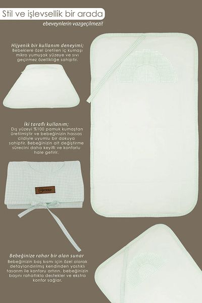 mordesign Baby Bag Changing Mat, Changing Pad, Portable Care Cover, Care Series, Mint