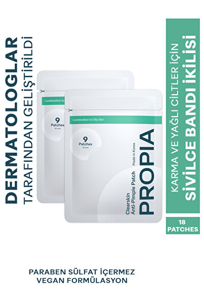 Propia Clearskin Anti-pimple/Acne Patch | Salisilik Asit ve Niasinamid | Şeffaf Sivilce/Akne Bandı 18 Parça