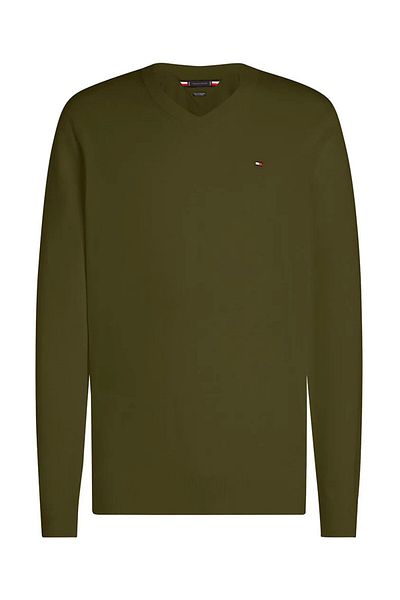 Tommy Hilfiger PIMA ORG CTN – Kaschmir-Sweatshirt mit V-Ausschnitt