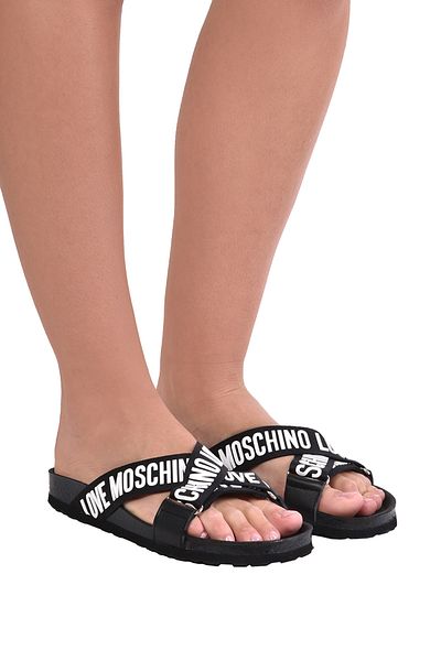 Love Moschino SABOTD.BIRKI30 NASTRO LOGATO NE-BIA