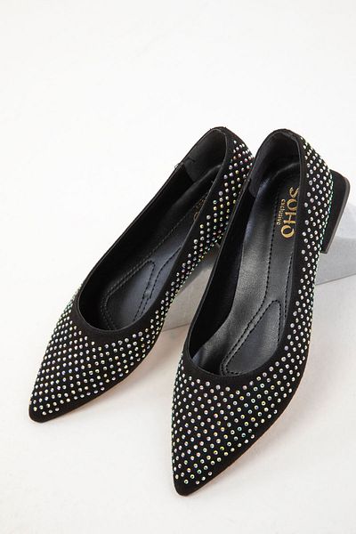 SOHO Classic Black Suede Women's Heeled Shoes - 20168