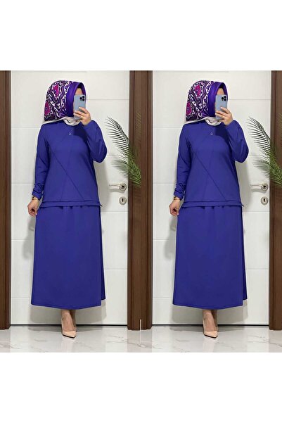 modasura 7777 K 65 Mor Etek Tunık Etekli Takım Fitilli Linda Kumaş