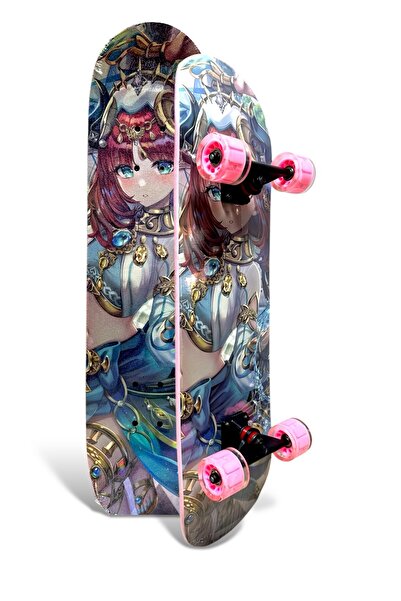 İMVULA Işıklı Silikon Teker Profesyonel Zımparalı Holigramlı Kaykay