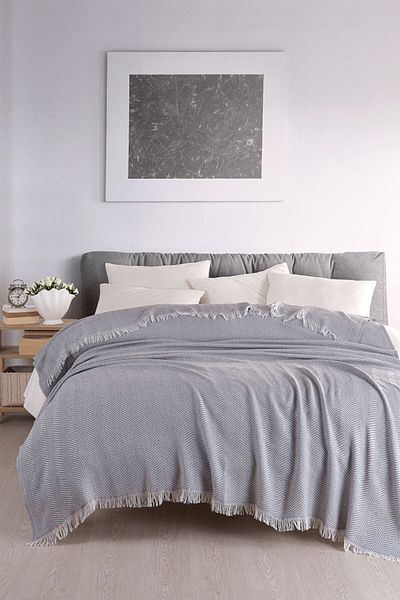 Terry Home Carden Gray Cotton Double Pique Bedspread - 200X230 cm