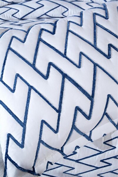 Çeyiz Diyarı Maria Quilted Single Bedspread 180X240 Cream - Blue
