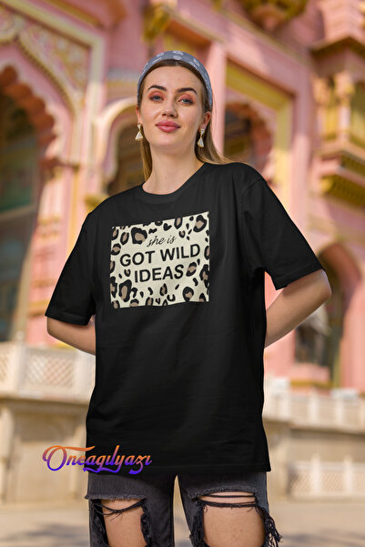 oneagılyazı تيشيرت مطبوع أفكار جريئة ومقاس كبير