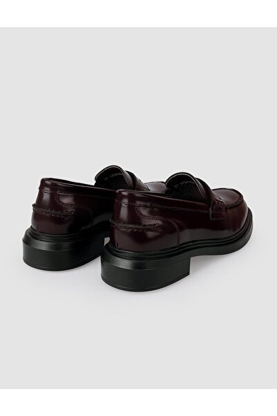 Cabani %100 Hakiki Deri Bordo Açma Kadın Loafer Ayakkabı