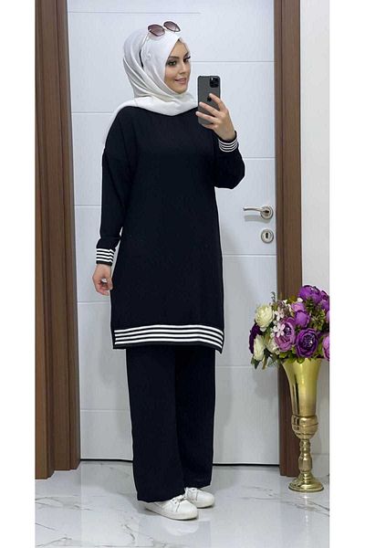 modasura 7070 K 20 Black Tunic Trousers Set