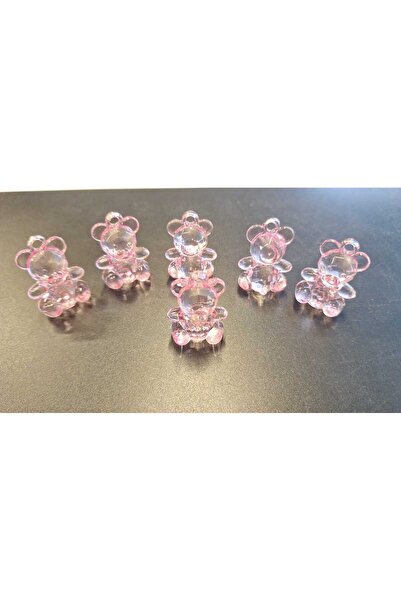craftsy 3,5 cm AKRİLİK ŞEFFAF PEMBE AYICIK 500 gr Tamini 90 adet