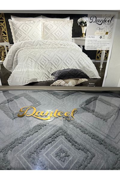 HOBBYDANTEEL Olive Tassel Bed Cover (Anthracite)