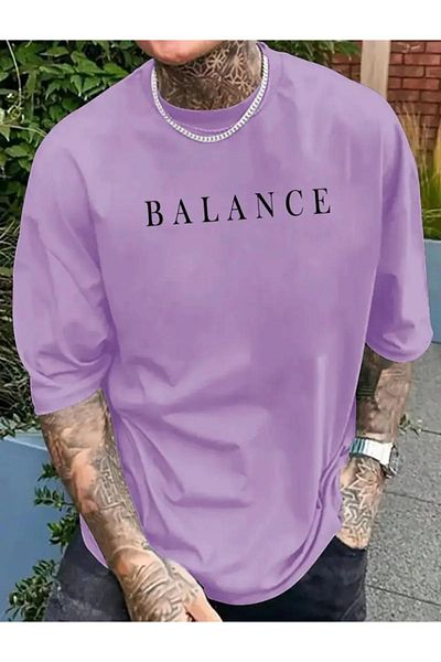 NO 601 Ανδρικό μπλουζάκι λιλά Balance Oversize Relaxed Cut