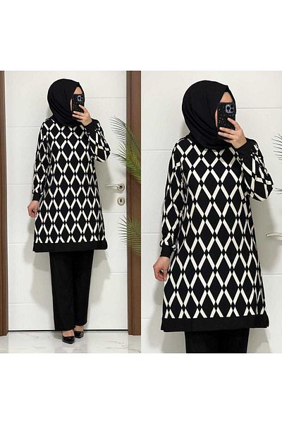 modasura 2111 k 00 BLACK tunic pants suit new season plus size