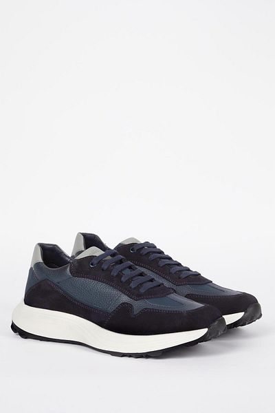 Galliano Shoes Orlando Genuine Leather Navy Suede Floater Eva Ready Sole Sneaker