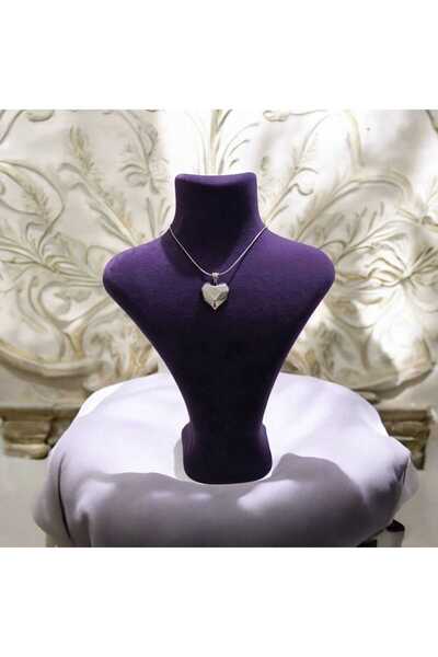 feyza collection قلادة من الفولاذ المقاوم للتشويه على شكل قلب كبير ثلاثي الأبعاد