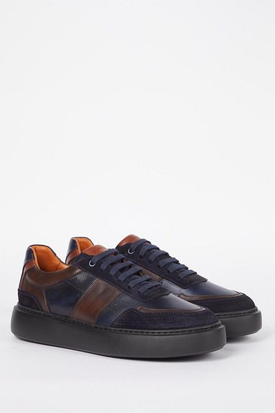 Galliano Shoes Etna Genuine Leather Navy Suede Brown Antique Eva Ready Sole Sneaker