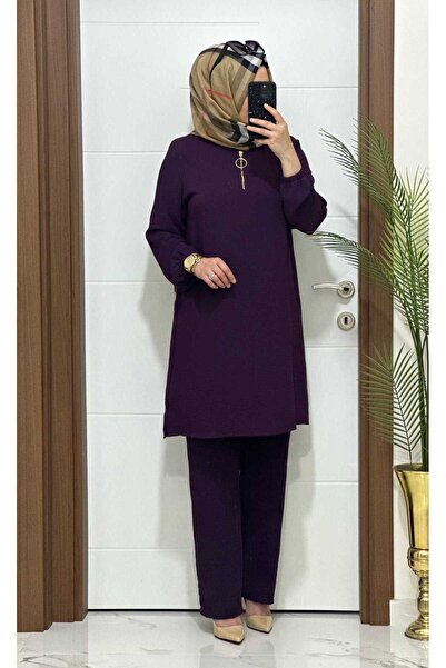 modasura 1035 K70 MÜRDÜM  FERMUARLI tunik pantolon aerobin kumaş  ikili takım buyuk beden yeni sezon