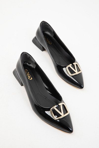 SOHO Patent Leather Black Women's Classic Heeled Shoes - 20164
