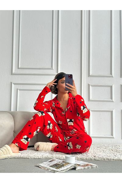 prova Suede Buttoned Teddy Bear Pajama Set Misspt56608