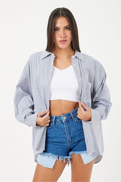 POODLE Cămașă oversize cu dungi pentru damă