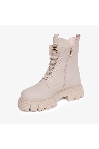 Greyder Kadın Ekru Hakiki Deri Military Bot 4K2YB32770