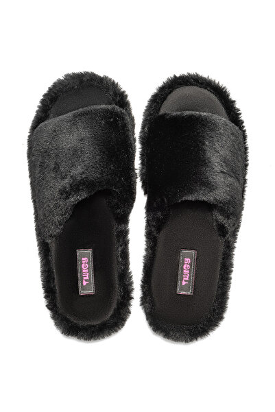 Twigy Lisa βελούδινες γυναικείες παντόφλες σπιτιών Μαύρες 36/41
