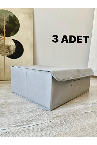 harev home collection 3 Adet Gri Çok Amaçlı Dolap Içi Çamaşır Oyuncak Düzenle...