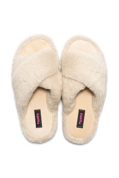 Twigy Cross Plush Women's House Slippers Beige 36/41