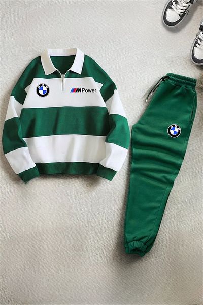 NewCabin Σετ αθλητικής φόρμας BMW Printed New Season Polo Collar - Μισό φερμουάρ, Χειμερινό σετ 3 νημάτων