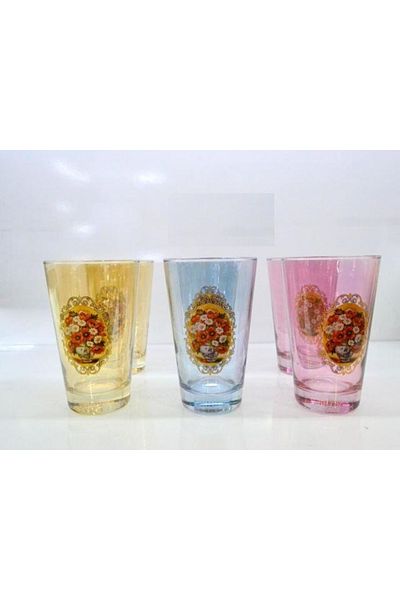 Paşabahçe Natural Boutique Patterned Colorful 6-Piece Soft Drink Cup