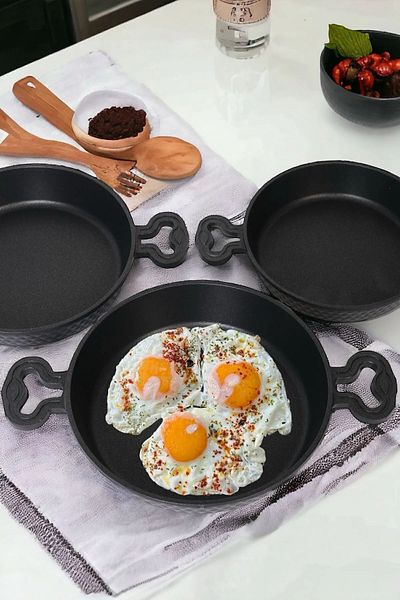 Brillant 3 Piece Cast Heavy Duty Thick Frying Pan Sahan Set - Sinistra Fireproof Nonstick 18/20/22 cm
