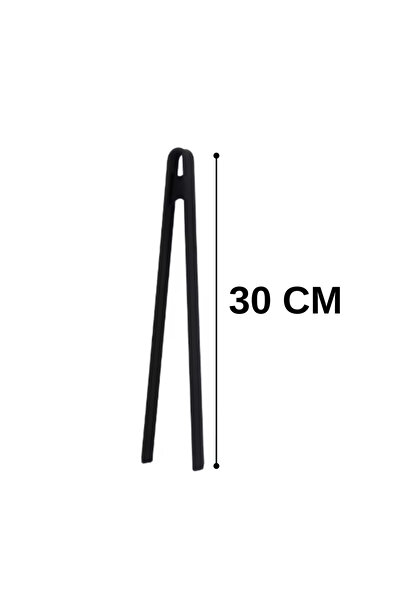 sengenegel Siyah Silikon Pratik Cımbız Maşa Pişirme Cımbızı Çelik Maşa 30cm | Profesyonel Şef Cımbızı