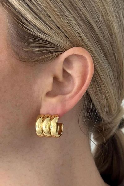 TAKIŞTIR Gold Color Triple Look Earrings (Pair)