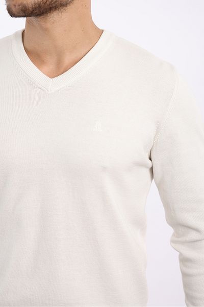 rugatchi 100% Cotton Non-Pilling Standard Fit Regular Cut V-Neck Knitwear Sweater