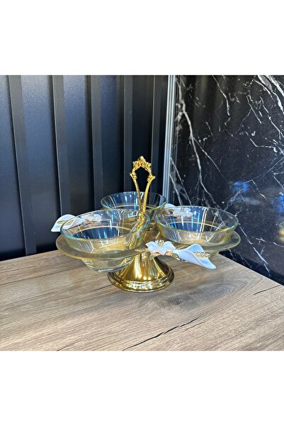 ZEKİ HEDİYELİK 3 Bölmeli Lale Ve Güllü Çerezlik – Şık Ve Zarif Ikramlık