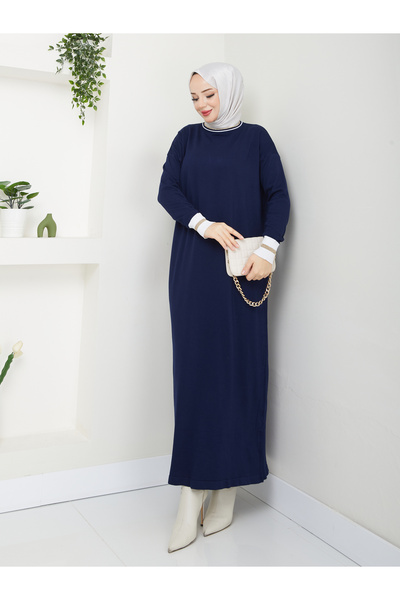 MODAMÜNASİP Harika Merserize Tüylenmez Sim Detaylı  Elbise