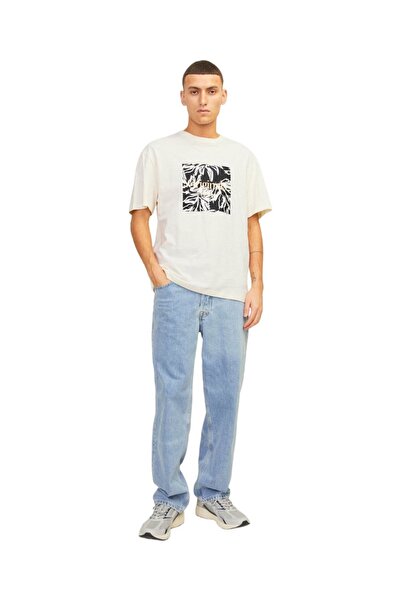 Jack & Jones JORLAFAYETTE BRANDING TEE Ανδρικό κοντομάνικο μπλουζάκι κρέμα