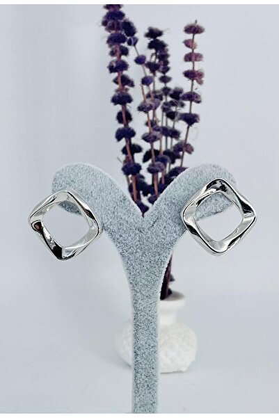 TRENDTAKI minimalist rodyum kaplama küpe 0140